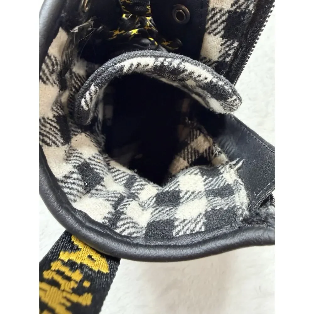 Dr. Martens 1460 Panel Y Ladies 7 Plaid Lined Black Combat Boots Modern Craft